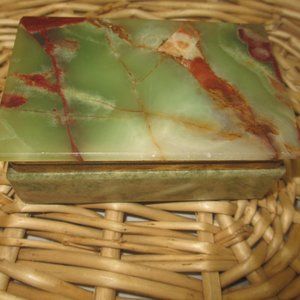 Vintage Jade JEWELRY BOX TRINKET BOX STORAGE Made in Italy Hand craft